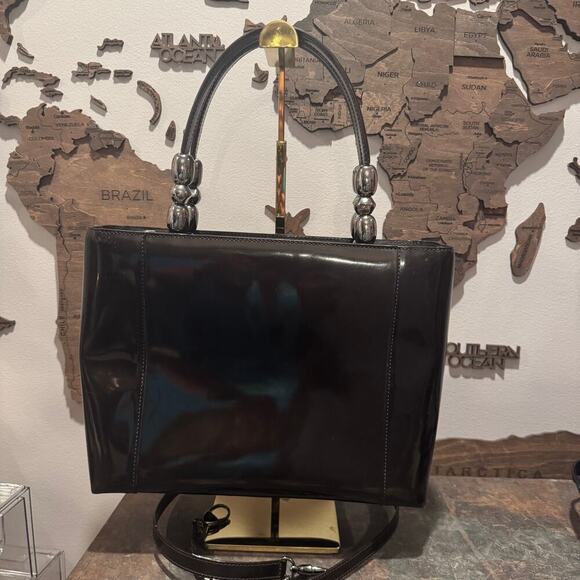 Dior Vintage Brown Burgundy Patent Leather Malice Bag SHW Authentic CoA - Picture 2 of 9